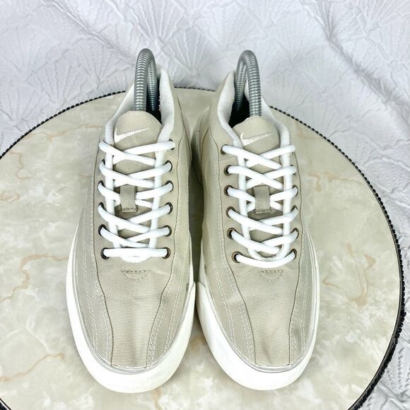 Nike Sneakers Womens 7.5 Beige Canvas Vintage Platform Lace Up Comfort Shoes - Picture 4 of 13